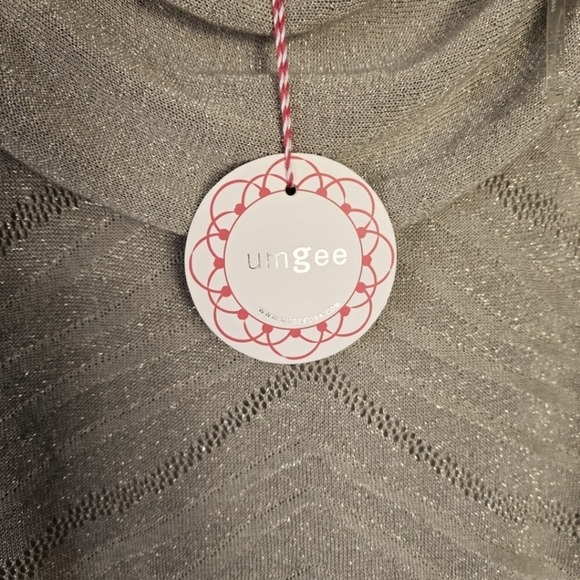 Umgee Women's L Sweater Beige Metallic Pullover Cowl Neck Shimmer New Year's Eve - Picture 7 of 10
